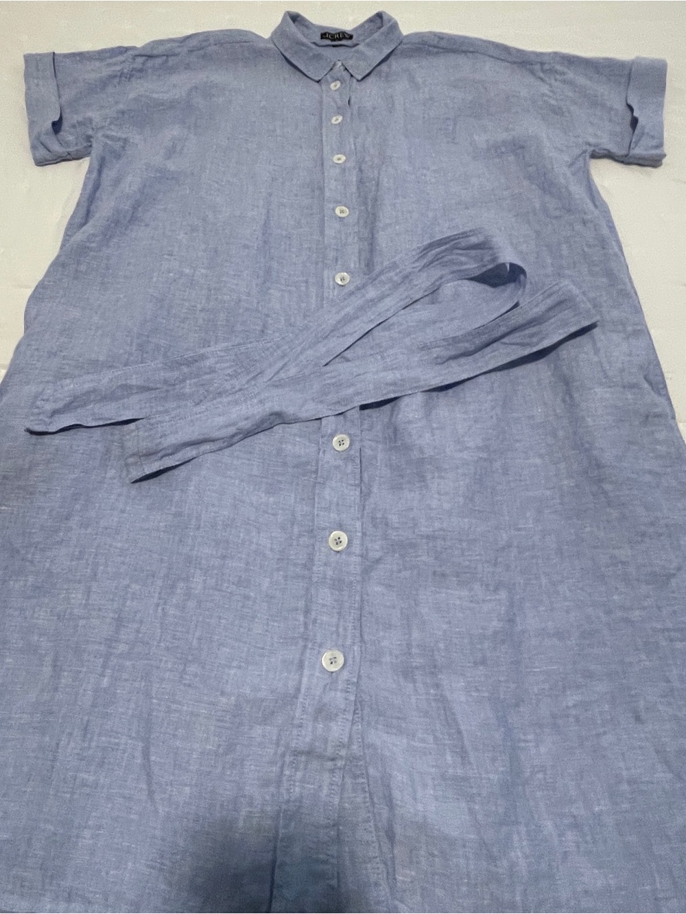 J.Crew Capitaine Light Blue Linen Tie-Waist Shirt Dress Women's XL - Picture 6 of 11
